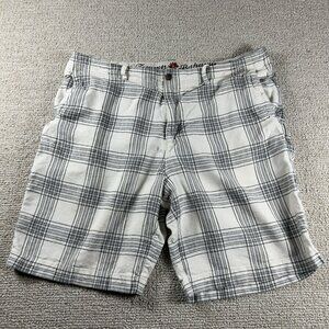 Tommy Bahama Plaid Linen Silk Shorts White Black Men’s Size 38 x 8